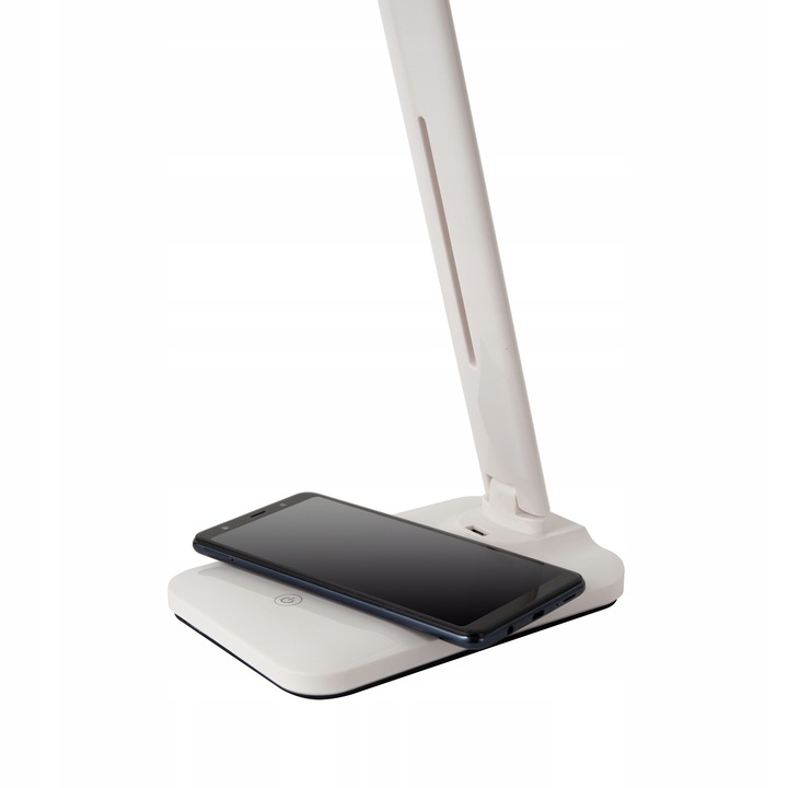 Adjustable Desk LED Lamp Folding Reading Night Table Lamp with Wireless Charger Qi, White
