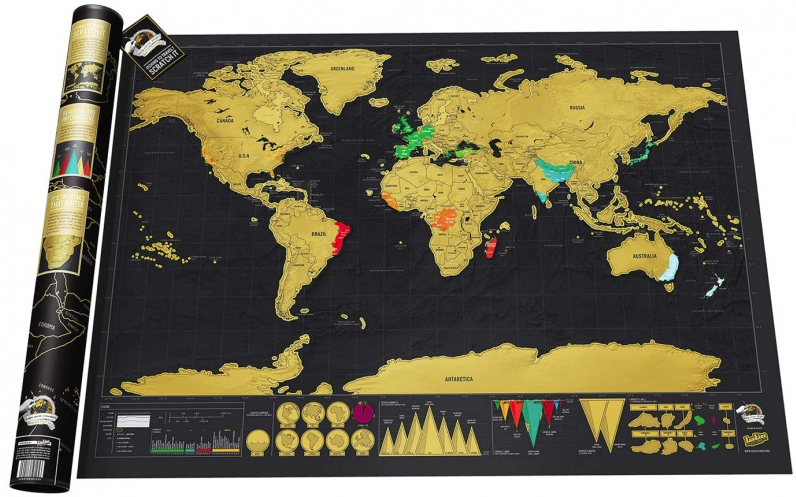 Poster with World Travel Map, Gift Scratch 82 x 59 cm