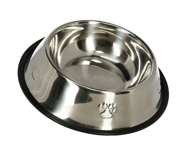 Metal Bowl for Dogs and Cats with Rubber Base, 150 ml, Silver