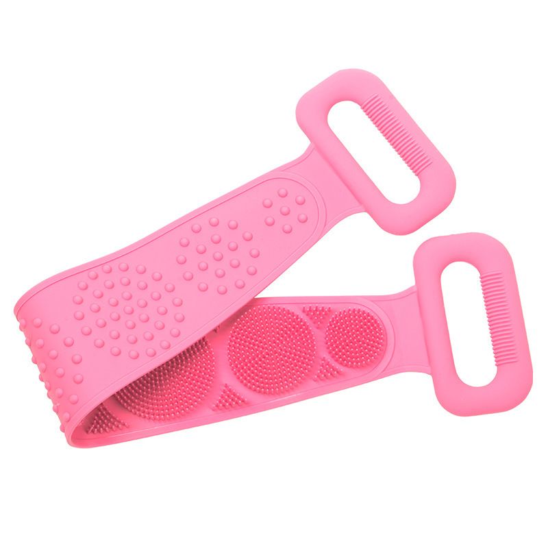 Bath Sponge Shower Body Legs Massager Silicone Brush, Pink