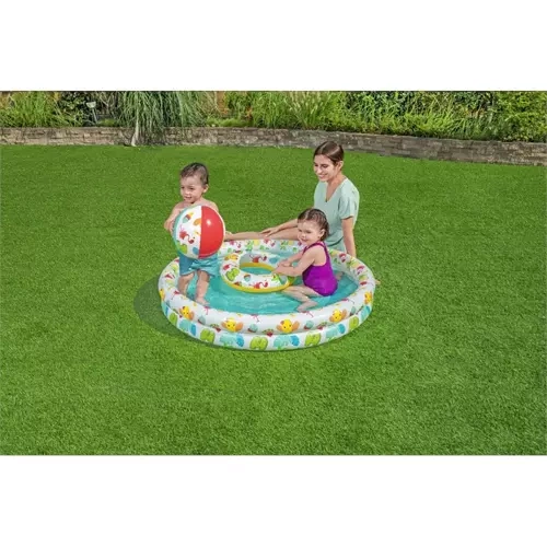 Bestway 51124 3-in-1 Inflatable Pool with Ball and Swim Ring, 122 cm