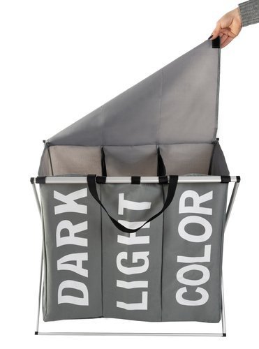 Ruhhy 00012257 Folding 3-Compartment Laundry Basket