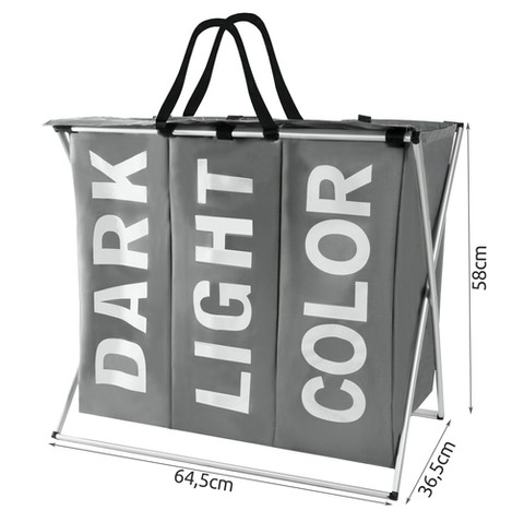 Ruhhy 00012257 Folding 3-Compartment Laundry Basket
