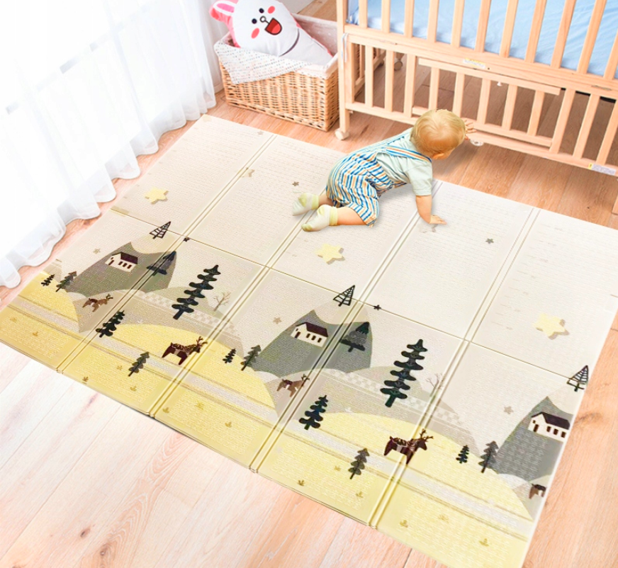 4Fizjo Pandy i Indianie Foldable Educational Play Mat for Kids, 200 x 180 cm