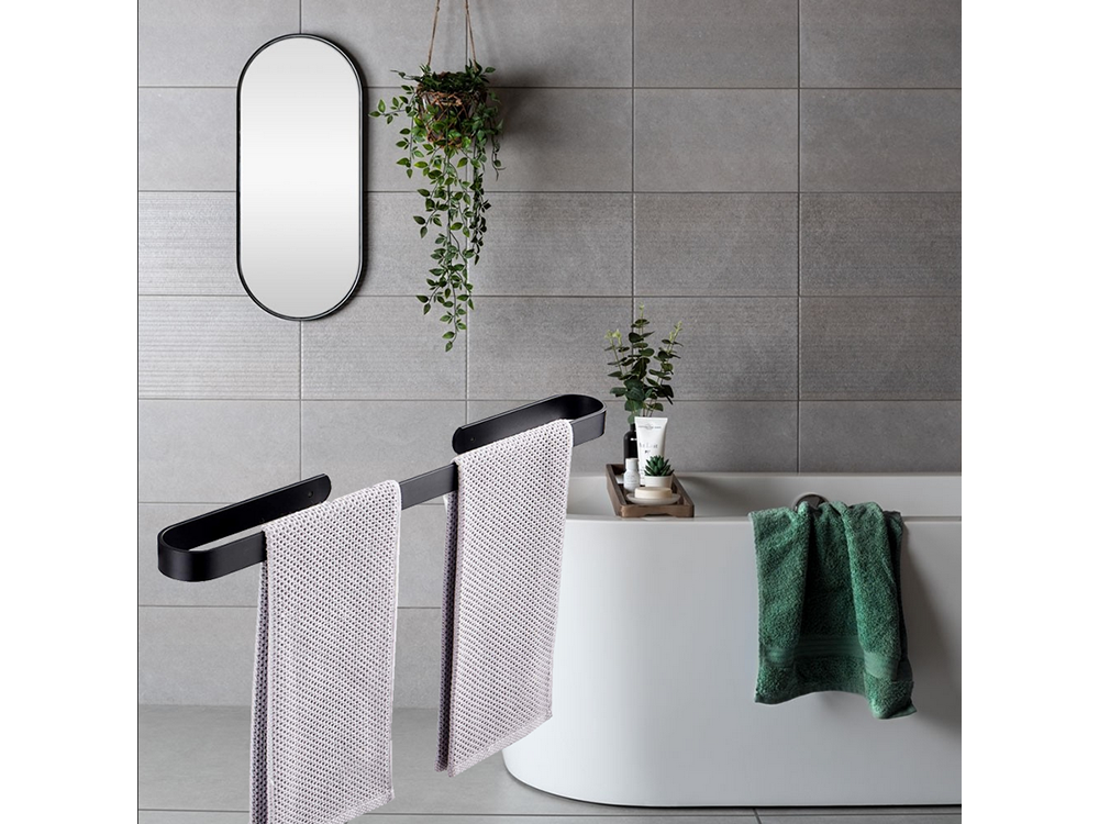 Wall-Mounted Towel Rack, Metal, 30 cm, Black