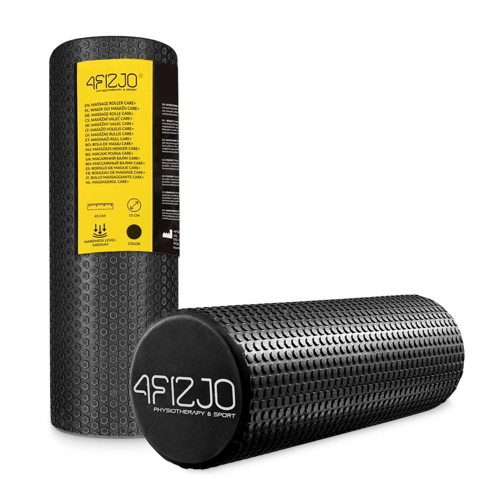 4Fizjo CARE+ Massage Roller with Bumps, 45 cm, Black