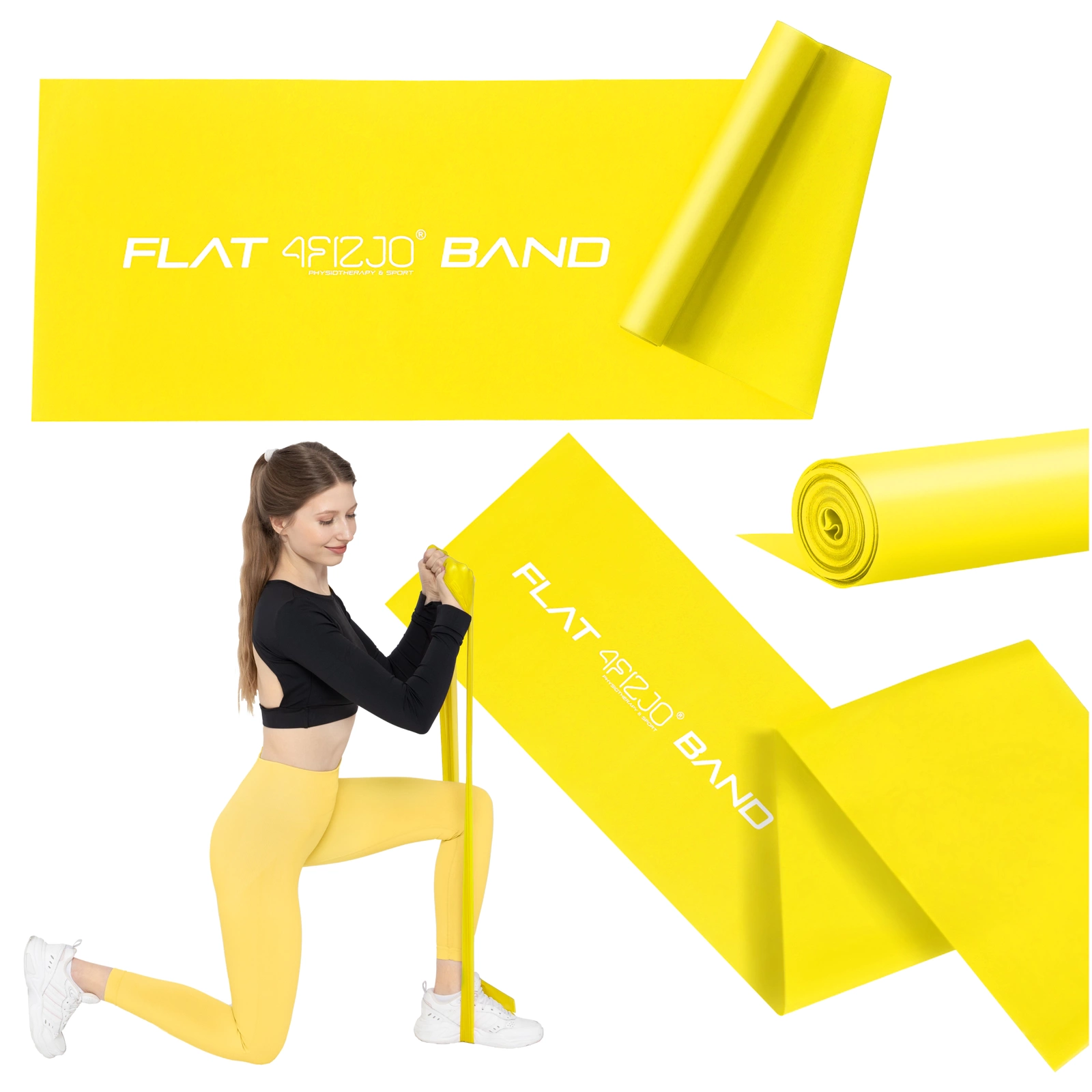 4Fizjo FLAT BAND Rehabilitation Band, 2m, 1-2 kg, Yellow