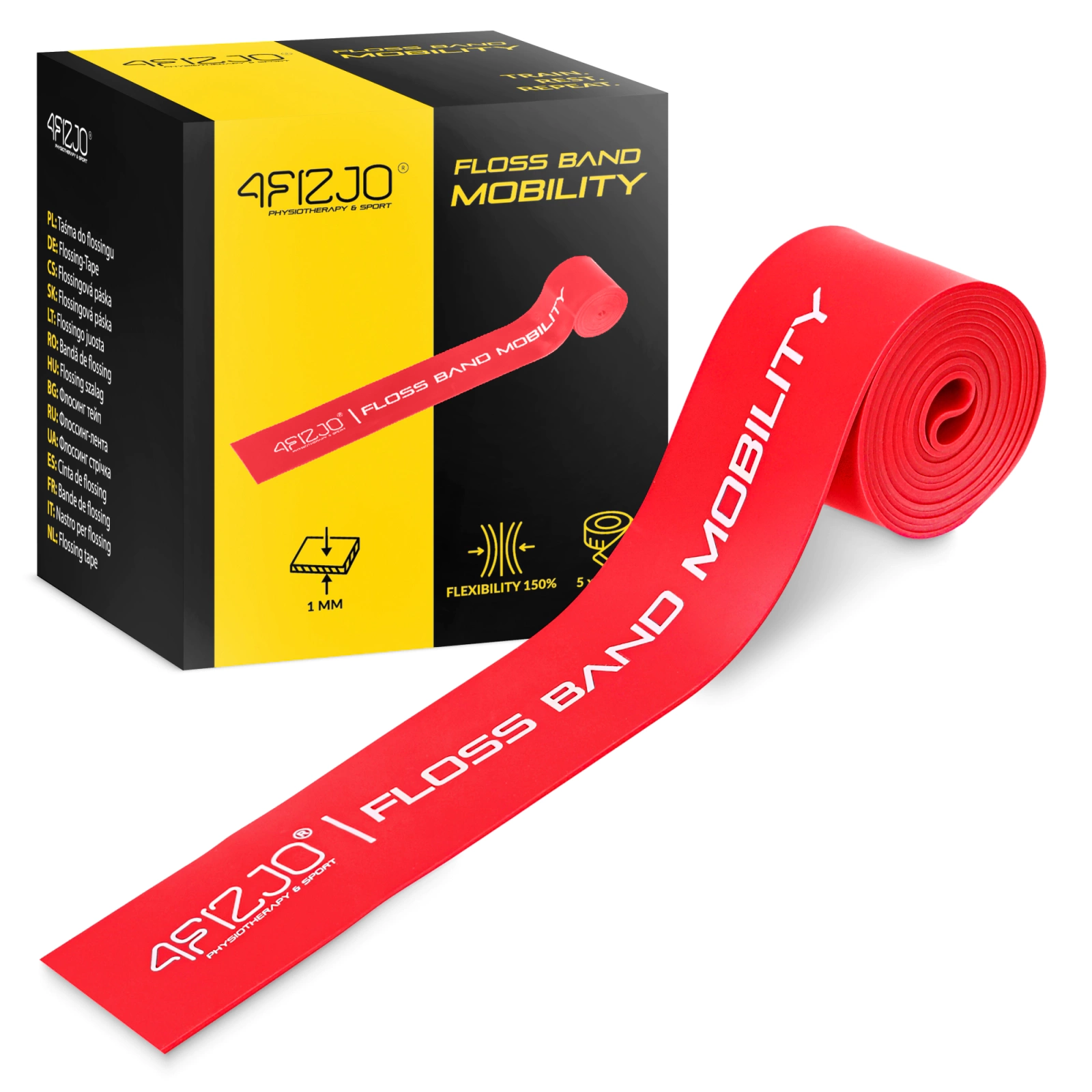 4Fizjo Floss Band Rehabilitation Tape, 1 mm, Red