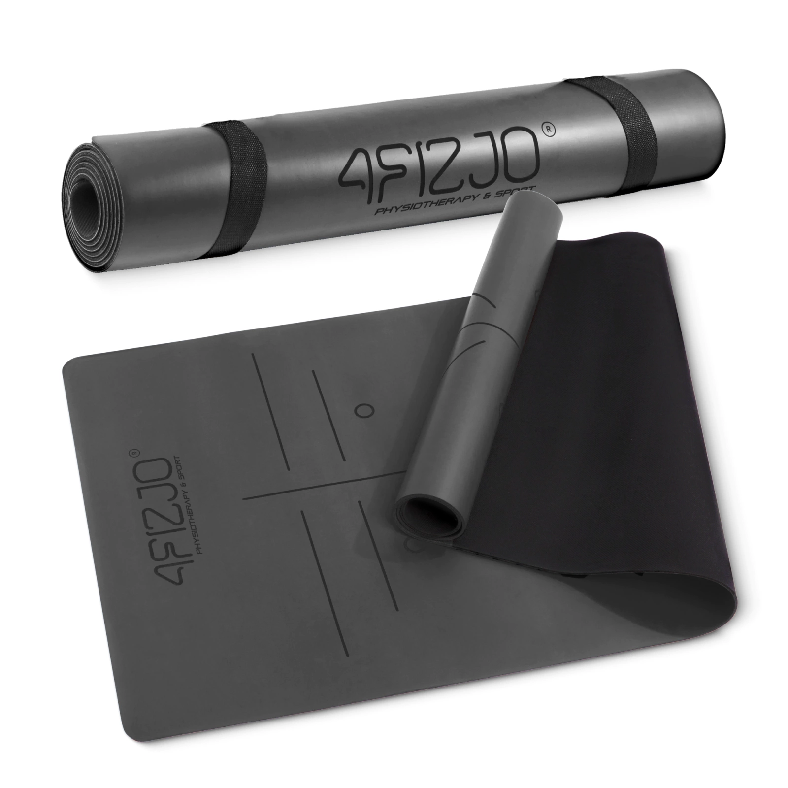 4Fizjo 1185 PU Rubber Yoga Mat 4 mm, Black