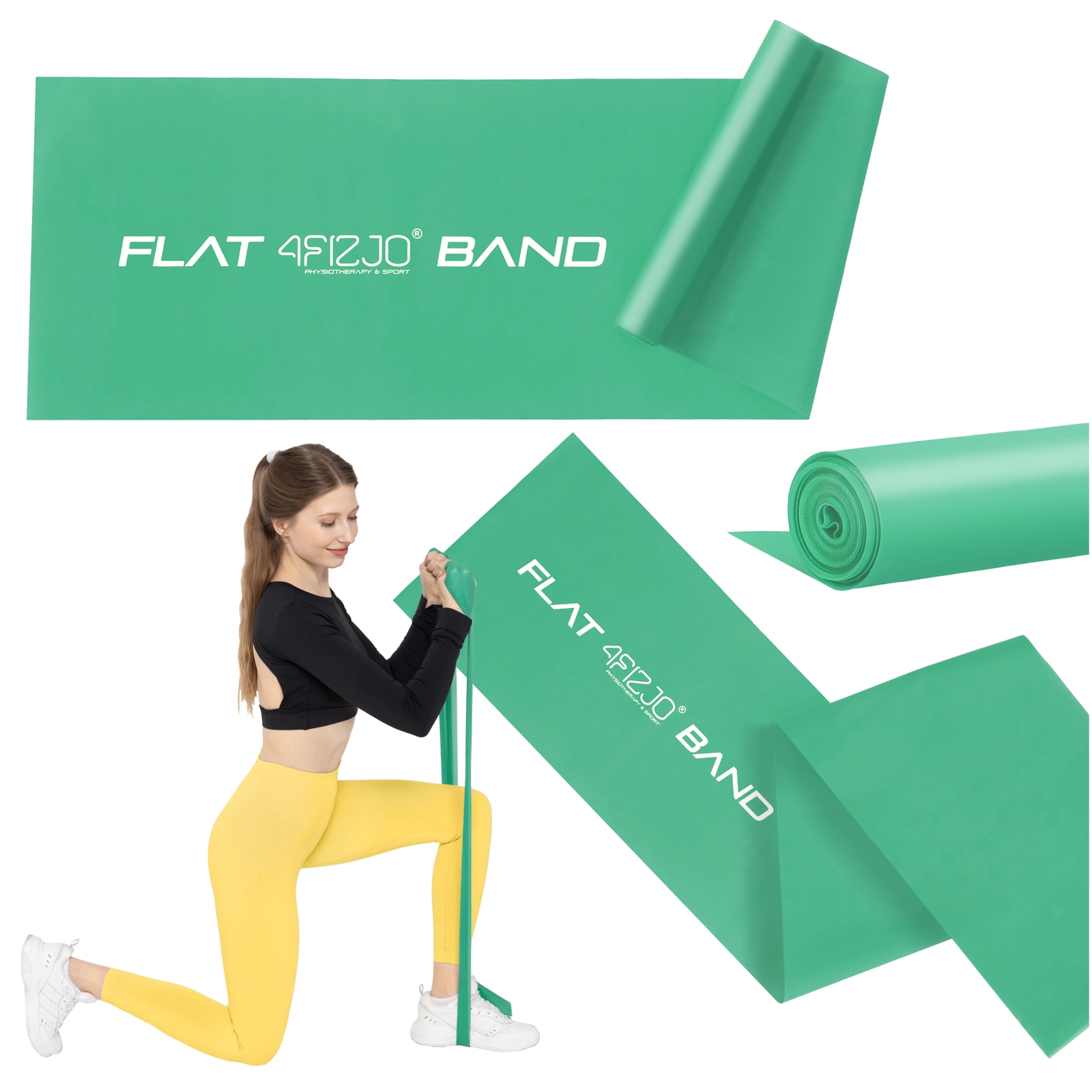 Реабилитационная лента 4Fizjo FLAT BAND, 5-8 кг, 2 м, зеленая