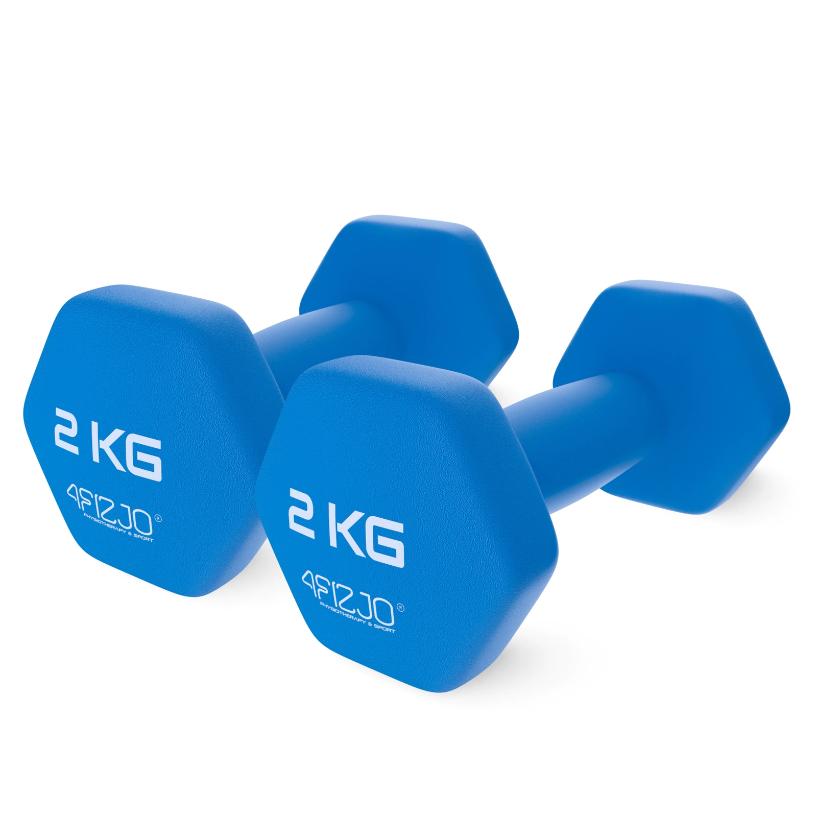 4Fizjo Classic Cast Iron Dumbbells with Vinyl Coating, 2 x 2 kg, Blue