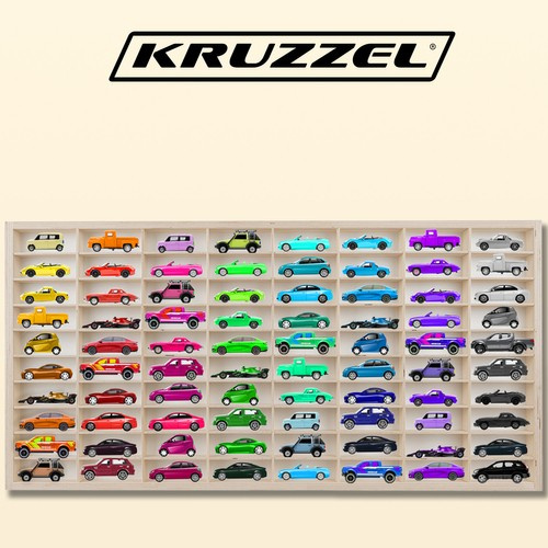 Kruzzel 20233 Wooden Toy Car Display Shelf, 80 Compartments, Pine