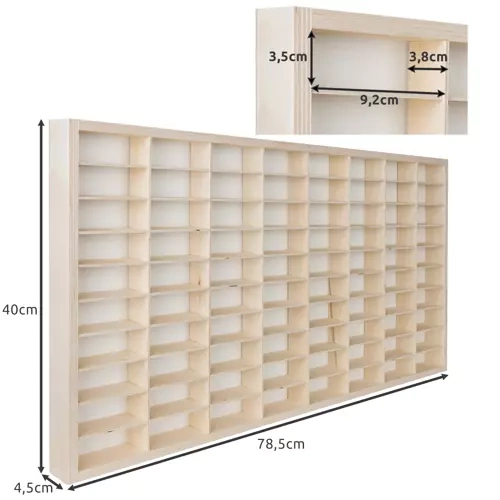 Kruzzel 20233 Wooden Toy Car Display Shelf, 80 Compartments, Pine