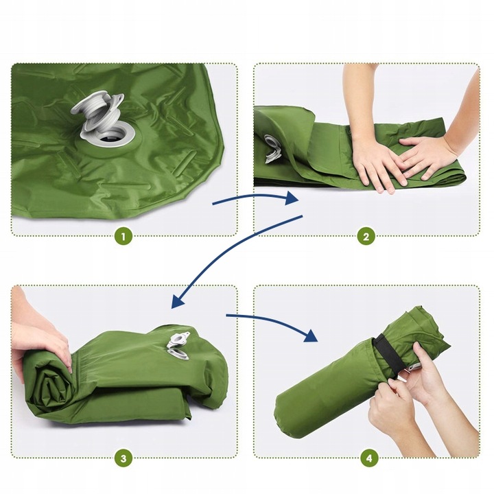 Inflatable Mattress Tourist Mat with Pillow, Green