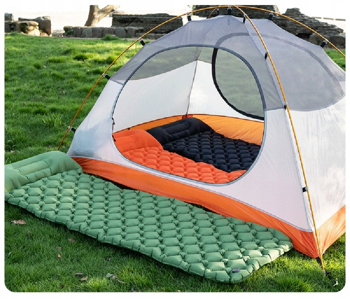 Inflatable Mattress Tourist Mat with Pillow, Green