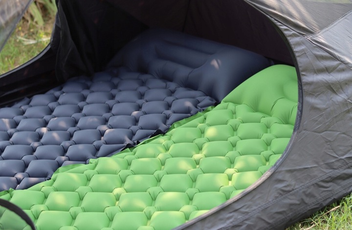 Inflatable Mattress Tourist Mat with Pillow, Green