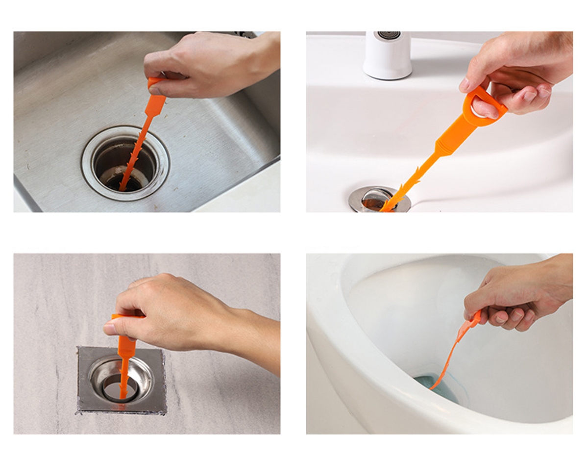 Drain Cleaning Tool Hair Catcher 51cm Orange