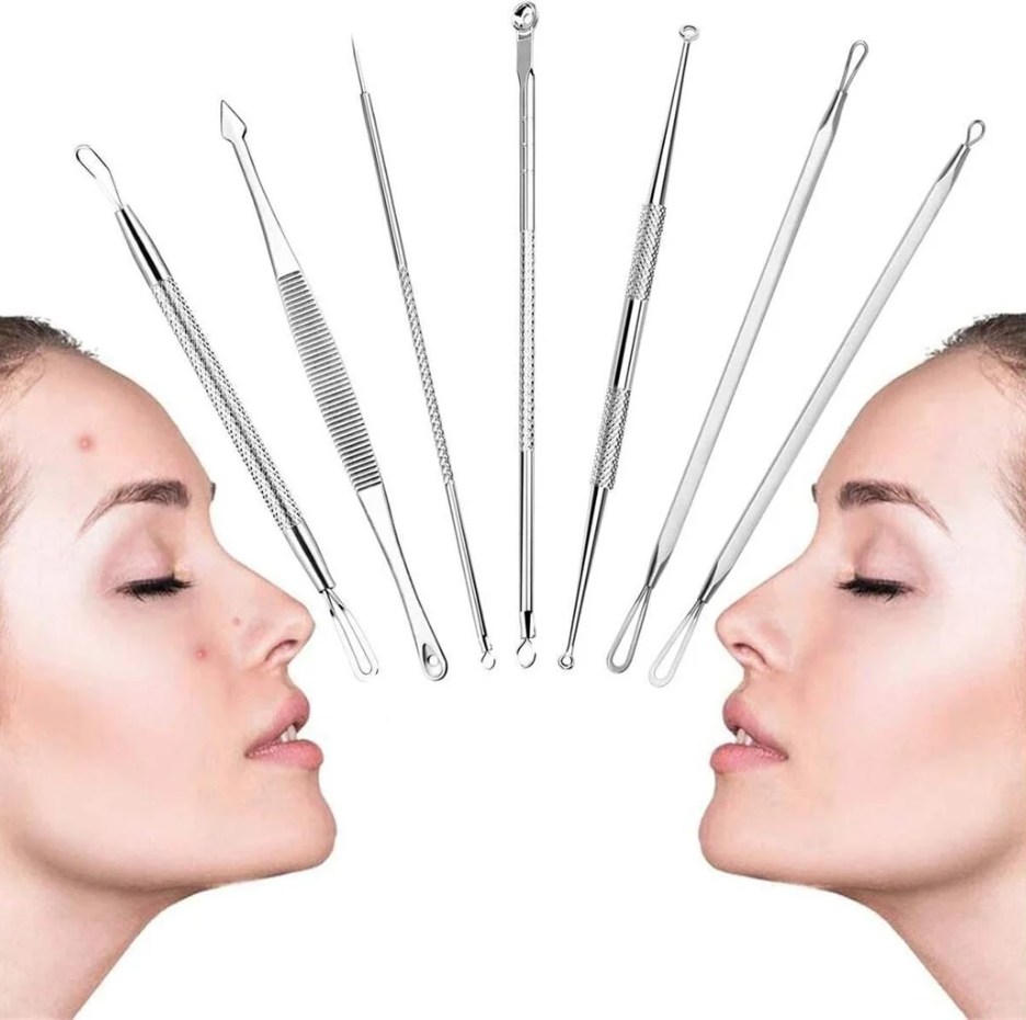 Tools Spoon UNO Vidal Loop for Cleaning the Face, Removing Blackheads and Comedones, 7 pcs. + Case