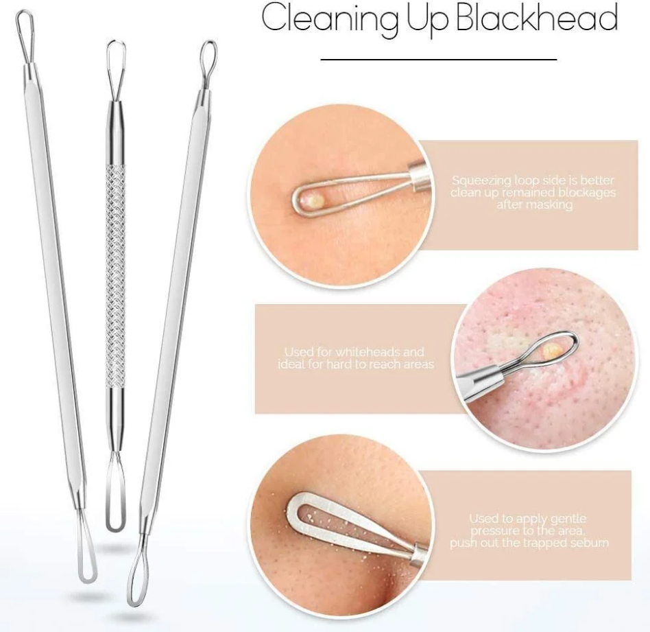 Tools Spoon UNO Vidal Loop for Cleaning the Face, Removing Blackheads and Comedones, 7 pcs. + Case