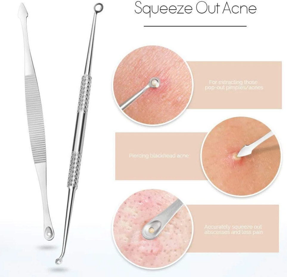 Tools Spoon UNO Vidal Loop for Cleaning the Face, Removing Blackheads and Comedones, 7 pcs. + Case