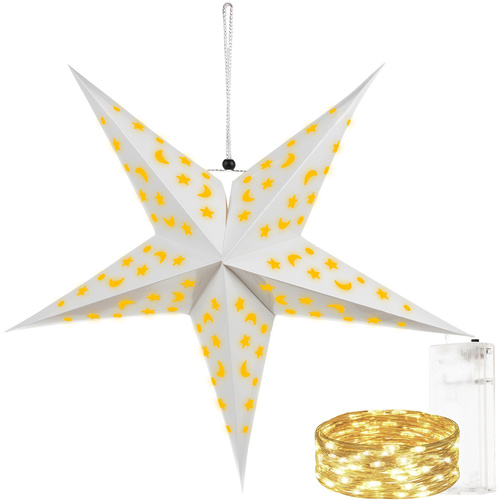 3D LED Christmas Star Decoration Ruhhy 20076, 55 cm, White
