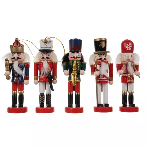 Ruhhy Wooden Christmas Nutcracker Figurines, 5 pcs, Multicolor