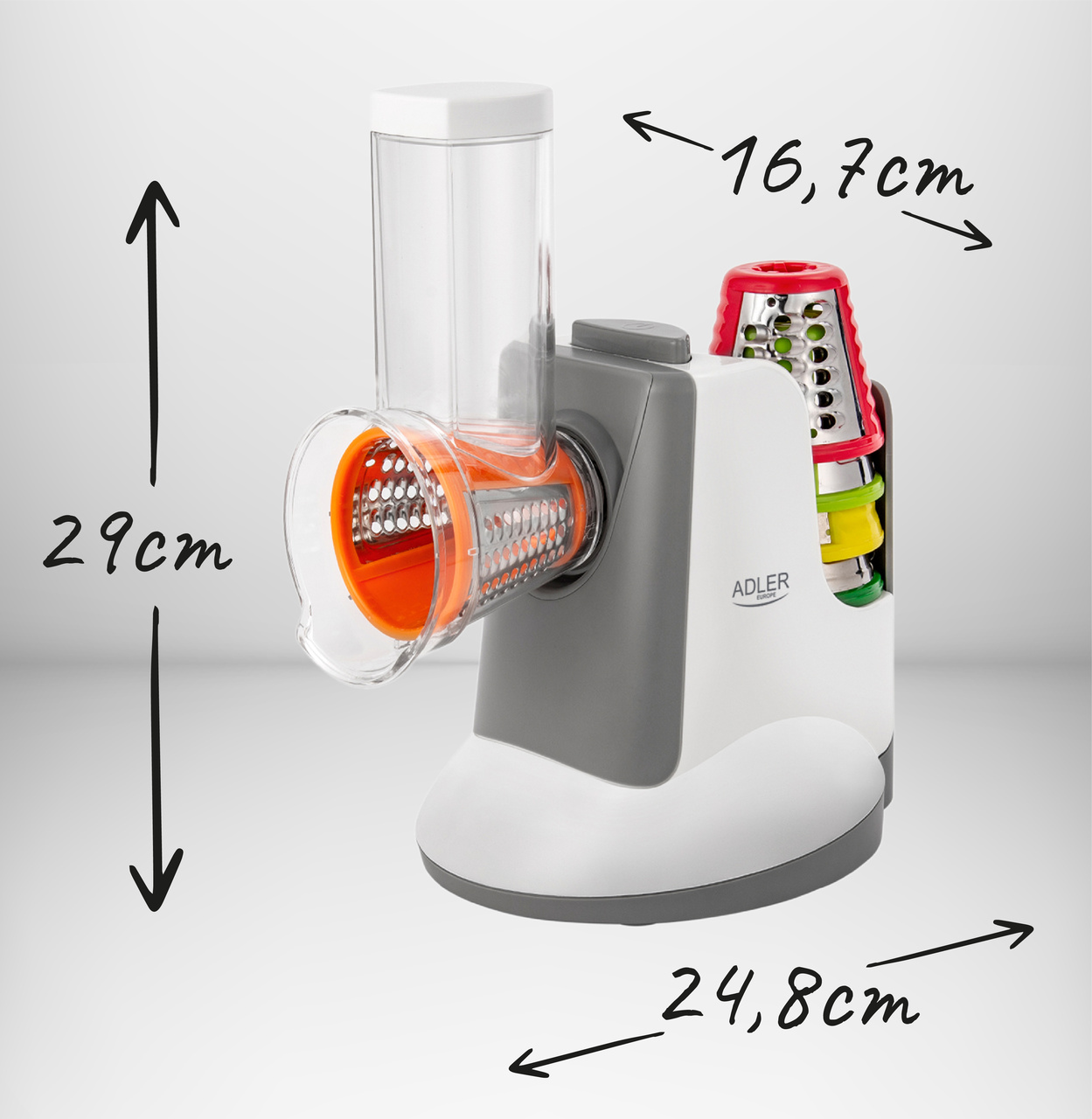 Adler AD 4815 Electric Vegetable Cutter Grater Chopper + 5 Attachments