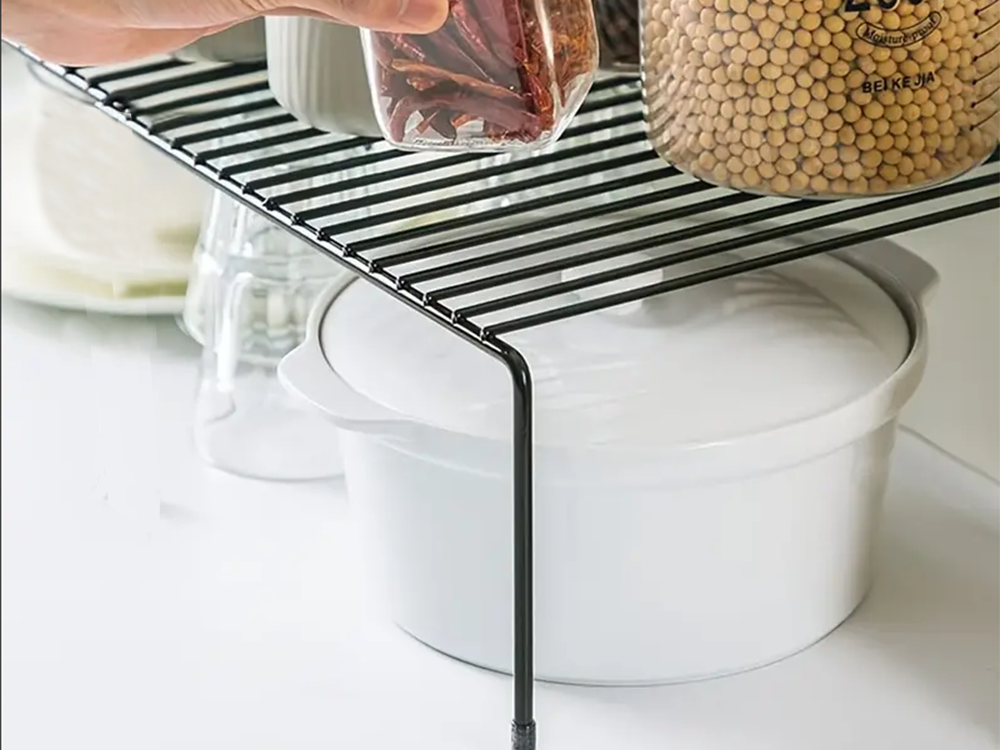 Metal Shelf Adjustable In Width Folding Single Level Organiser, Different Colors