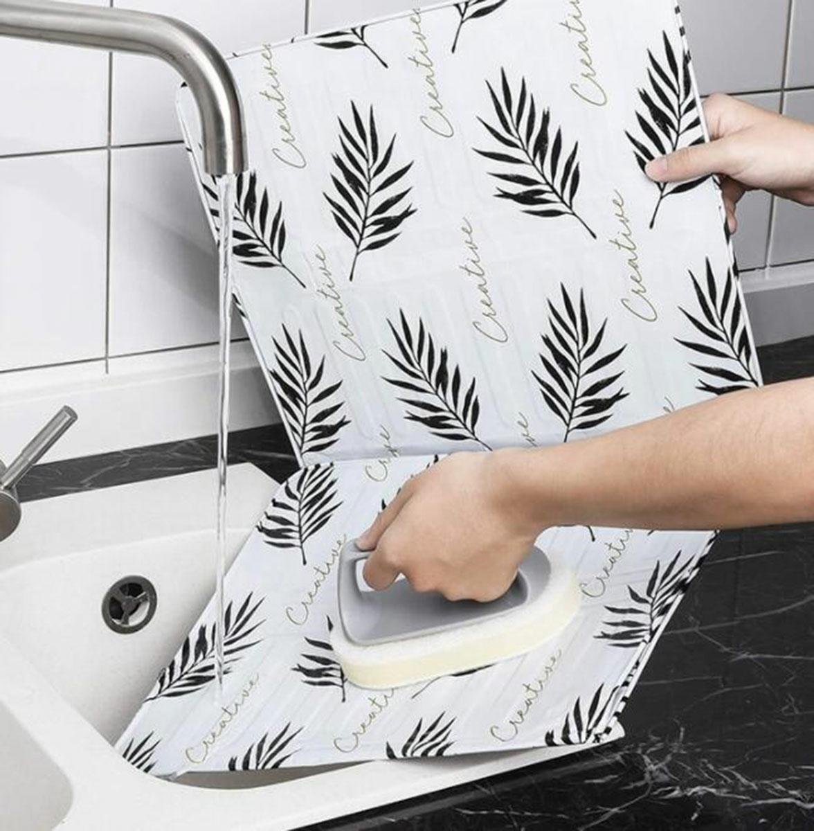 Aluminum Protective Screen Mat Against Splashes, Grease, Oil, for the Kitchen Stoves, 83x32cm, White