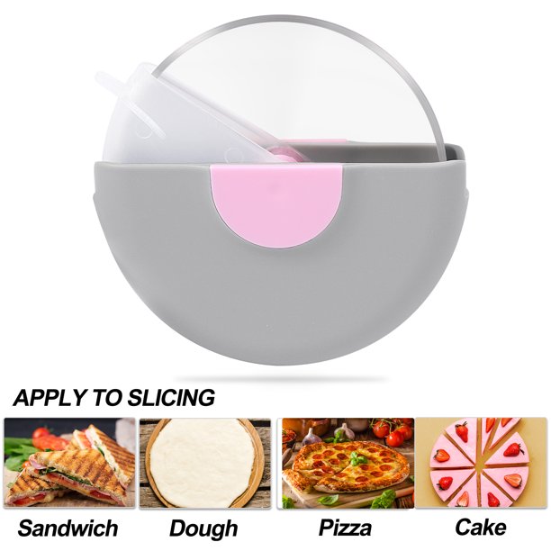 Round Pizza and Dough Cutter with Cover (8.5 cm, Stainless Steel) (2)