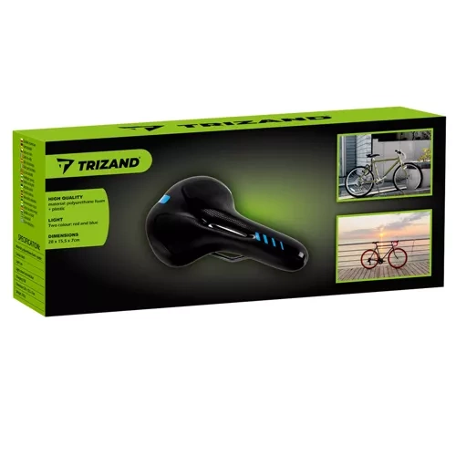 Trizand 22220 ergonomisks velosipēda sēdeklis ar ventilāciju un lampu, melns