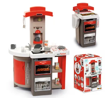 Smoby mini Tefal OpenCook 312202 Children Kids Toy Plastic Kitchen With Sound and Accessories, Red