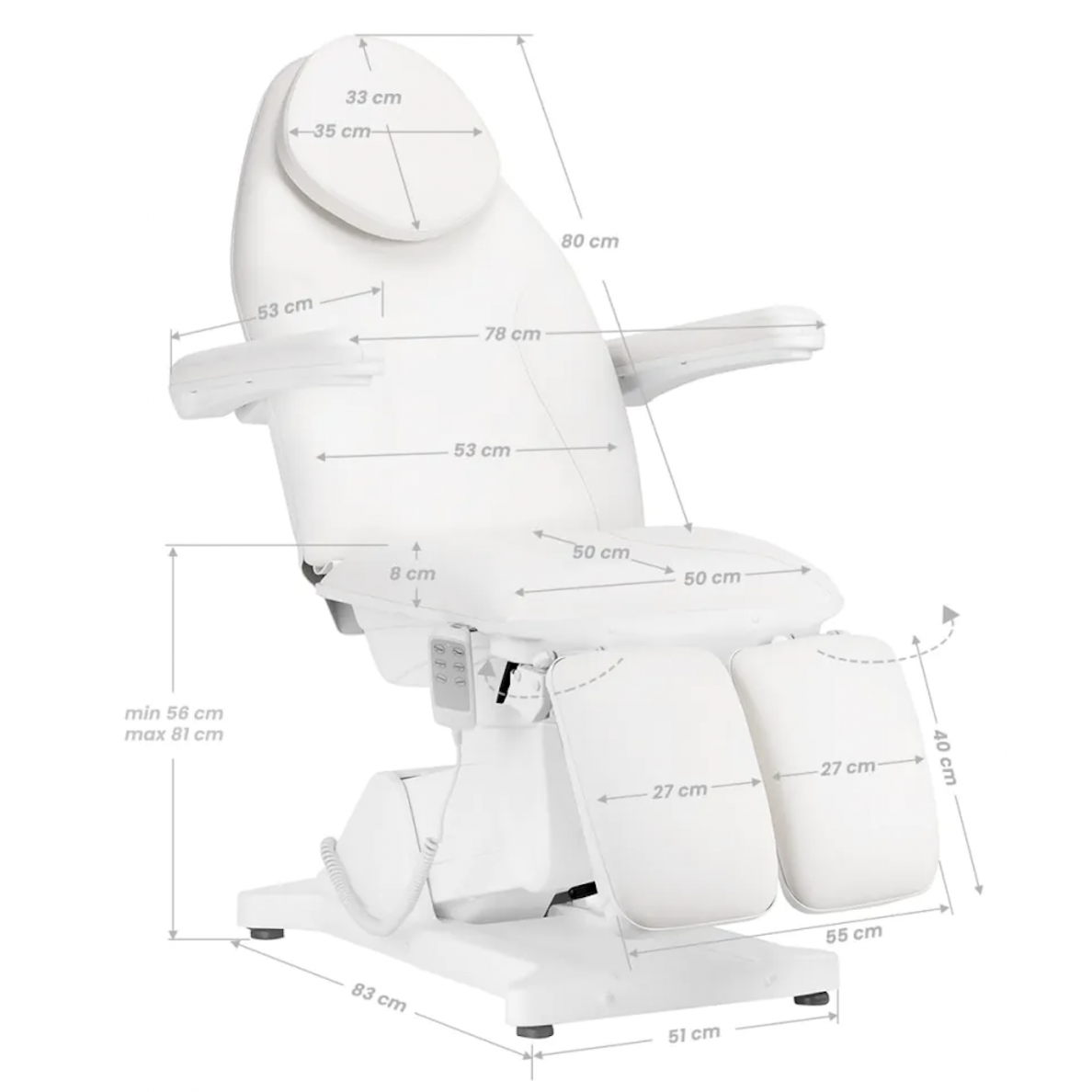 Pedikīra Krēsls Skaistumkopšanas Kosmētiskā Gulta Masāžas Kušete Sillon Basic 3, Balts | Pedicure Chair...