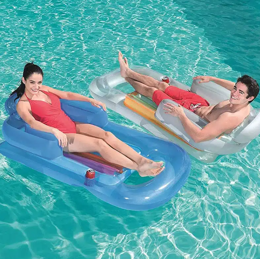 BESTWAY 43028 Inflatable Swimming Water Mattress with Bottle Holder, 161x84 cm
