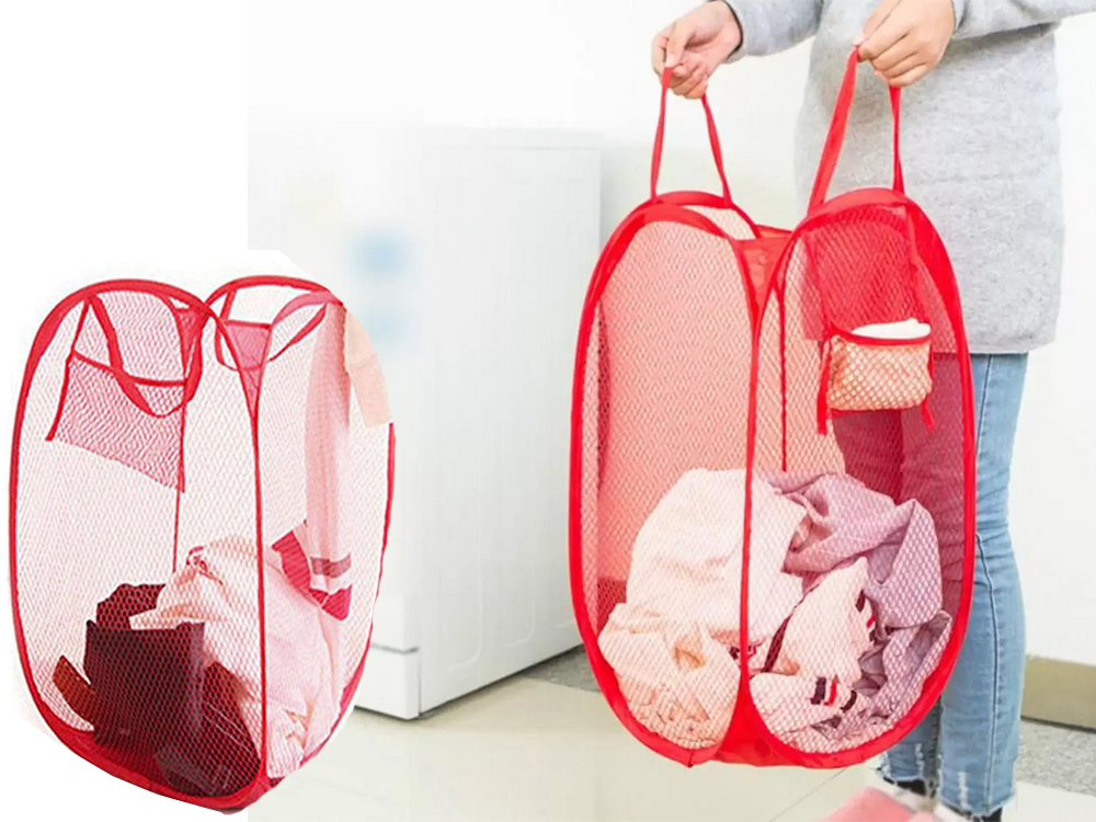Foldable Laundry and Toy Basket, 40L, Red