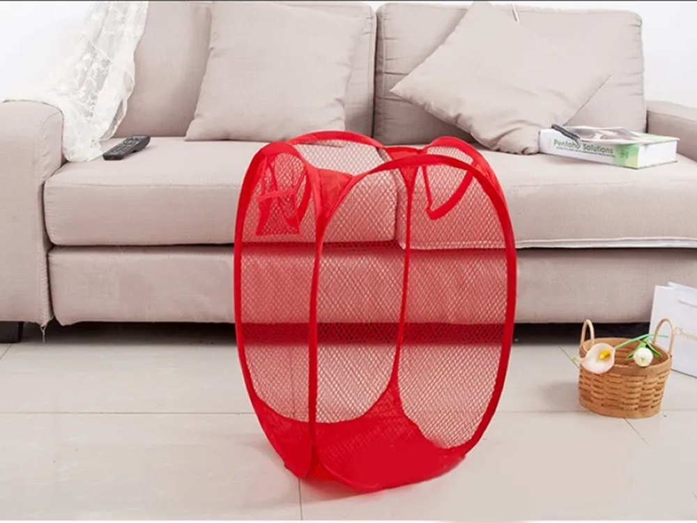 Foldable Laundry and Toy Basket, 40L, Red