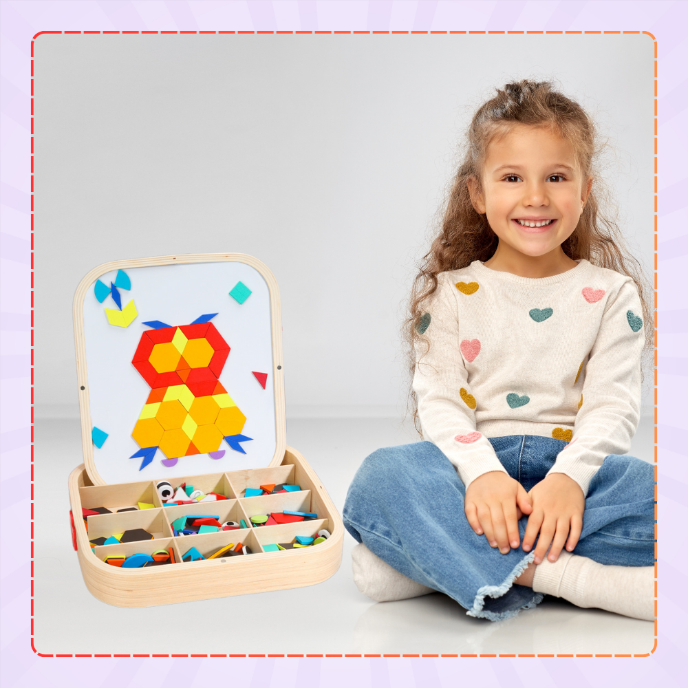Bakalu Wooden Box with Magnetic Mosaic Montessori Creative Toy