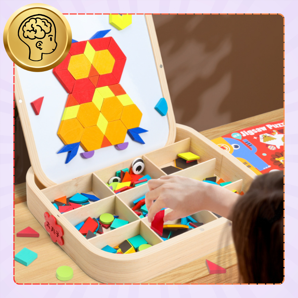 Bakalu Wooden Box with Magnetic Mosaic Montessori Creative Toy