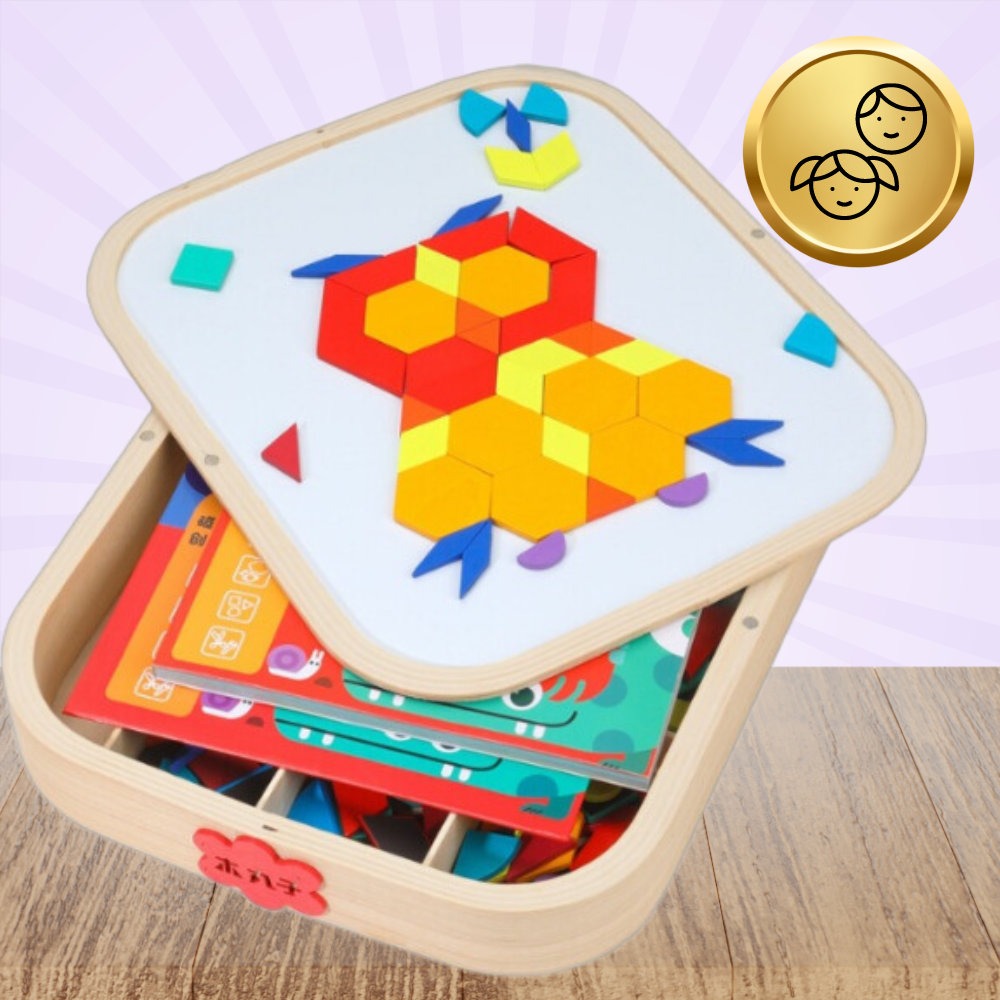 Bakalu Wooden Box with Magnetic Mosaic Montessori Creative Toy