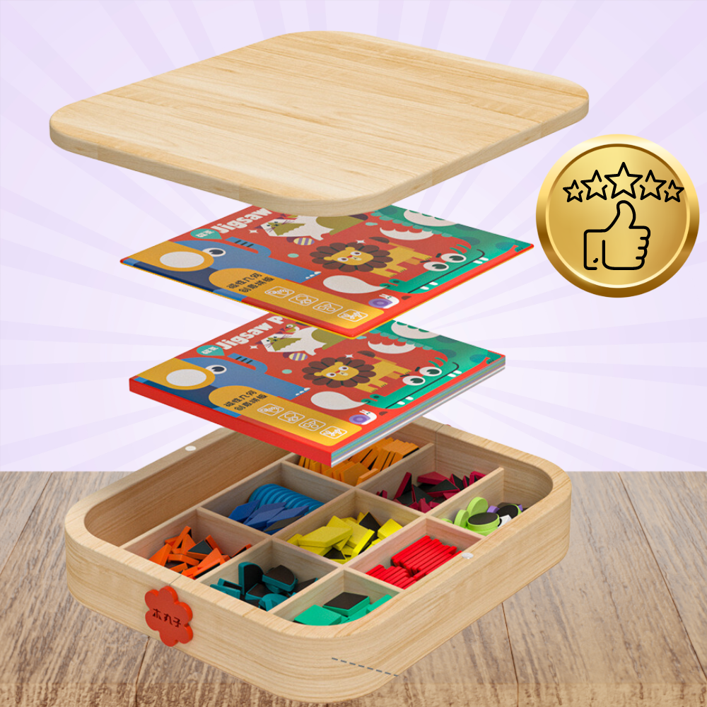 Bakalu Wooden Box with Magnetic Mosaic Montessori Creative Toy
