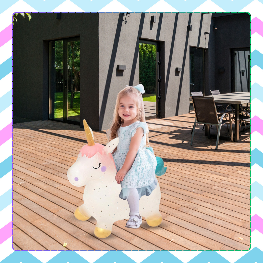 Kids Rubber Bouncing Jumping Inflatable Toy Unicorn (with a pump)