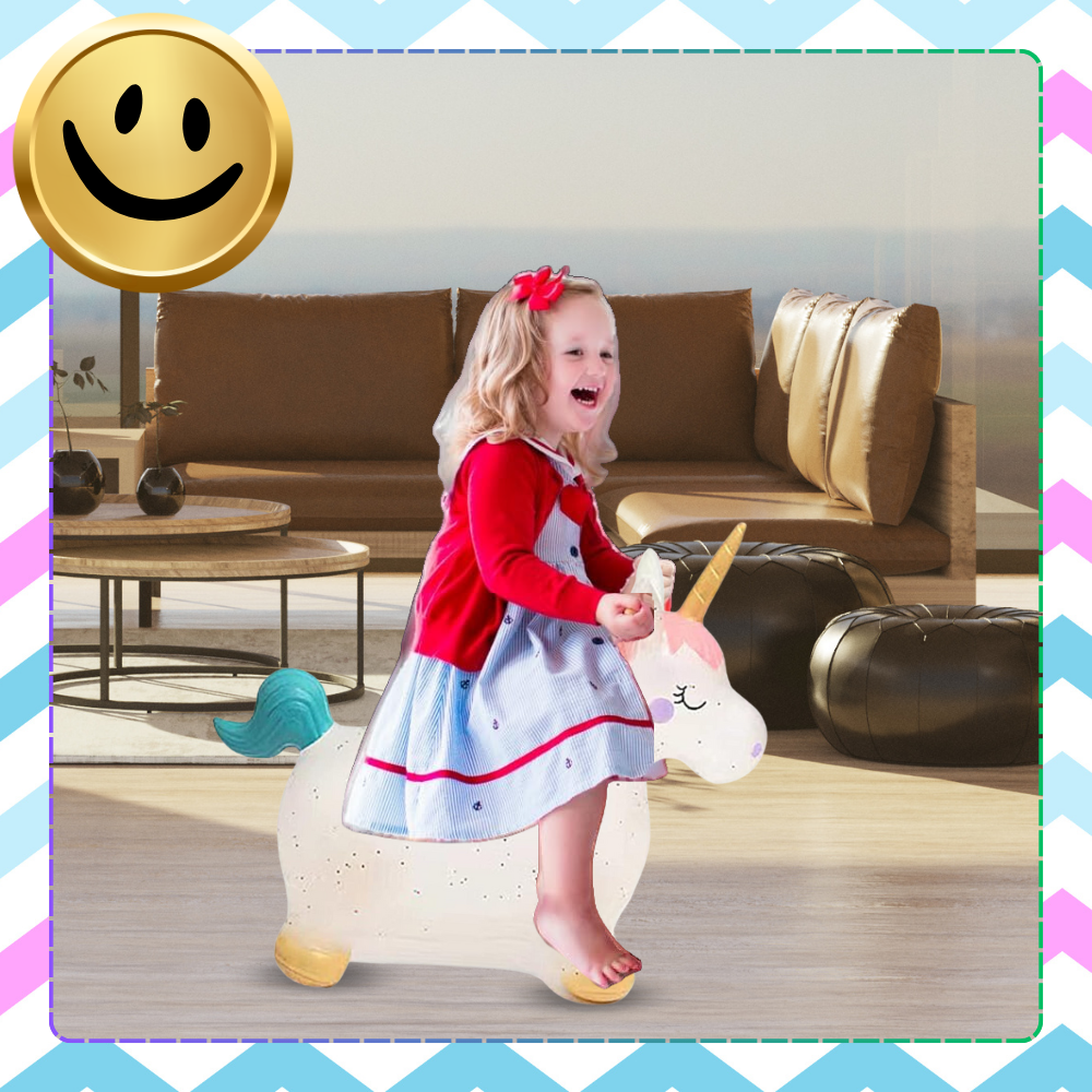 Kids Rubber Bouncing Jumping Inflatable Toy Unicorn (with a pump)