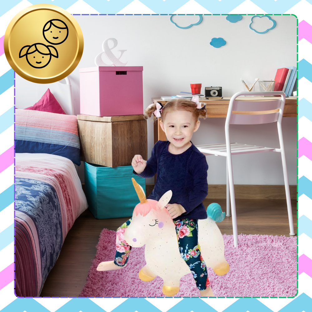 Kids Rubber Bouncing Jumping Inflatable Toy Unicorn (with a pump)