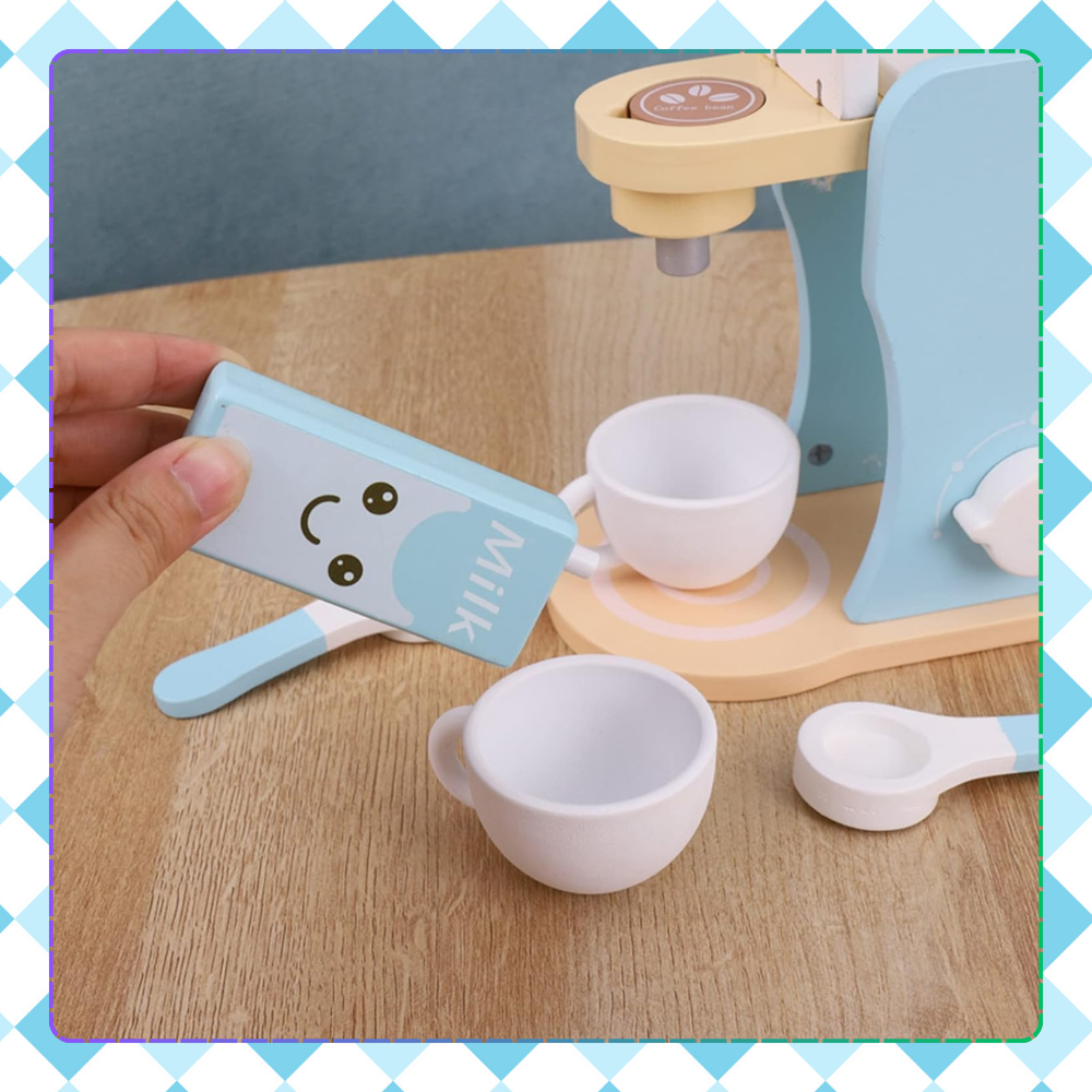 Bakalu Wooden Coffee Machine with Accessories, Educational Toy