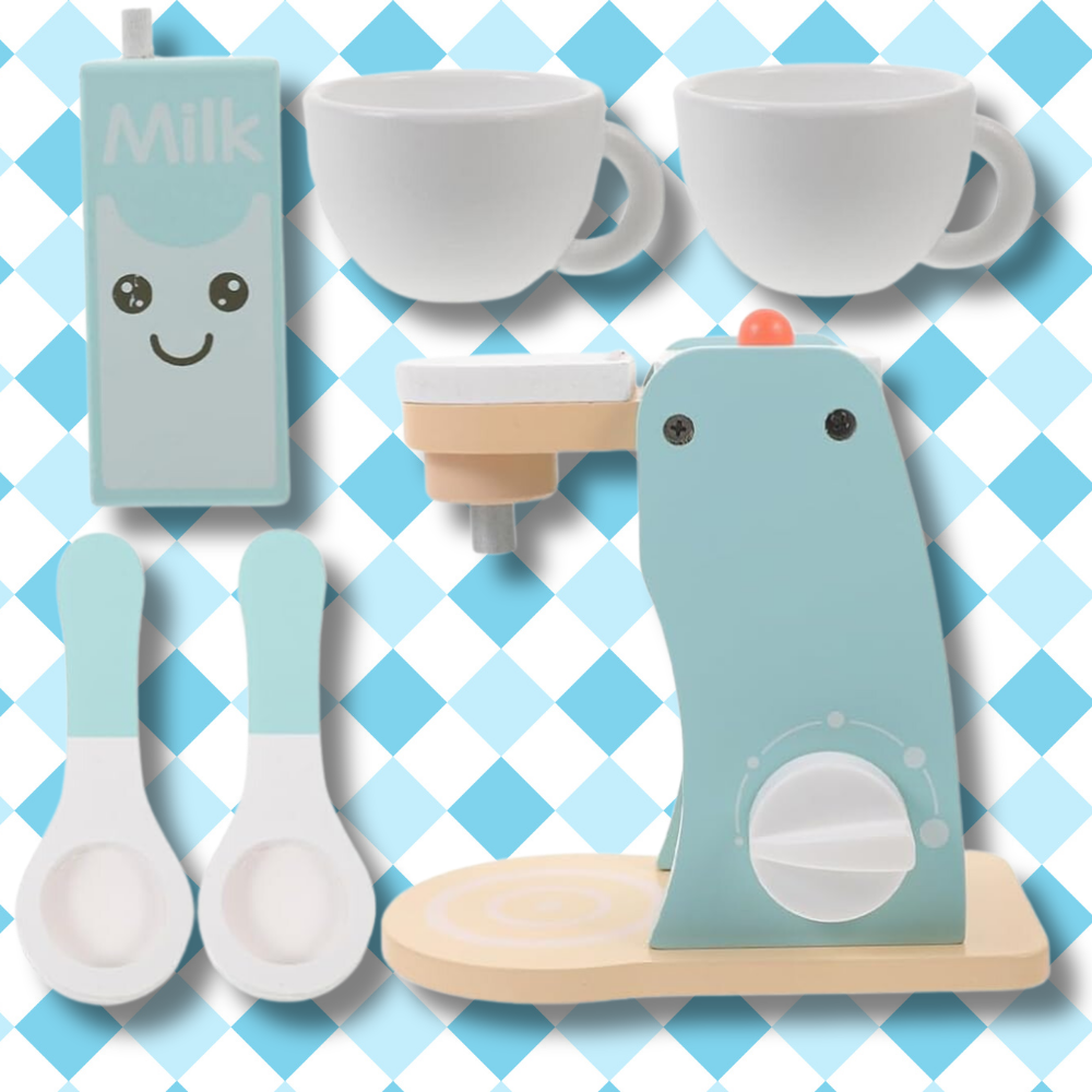 Bakalu Wooden Coffee Machine with Accessories, Educational Toy