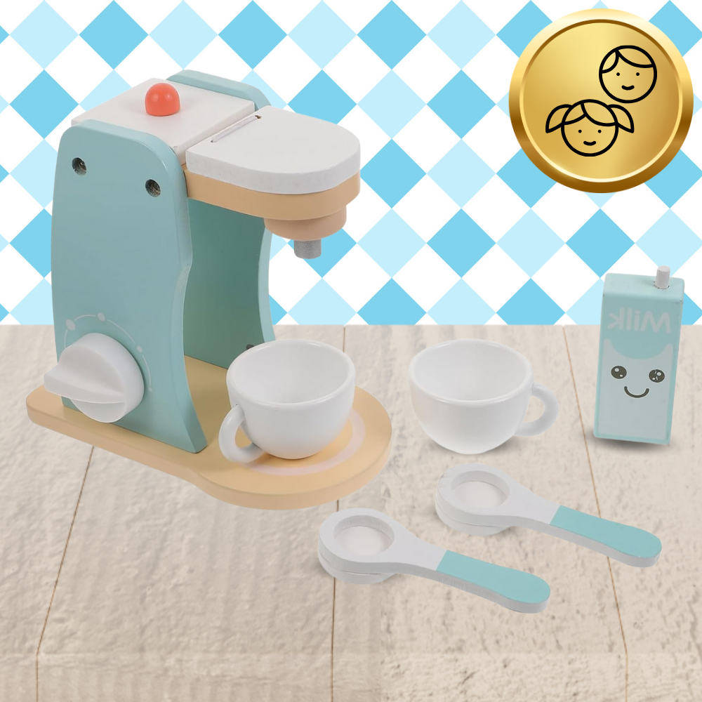 Bakalu Wooden Coffee Machine with Accessories, Educational Toy