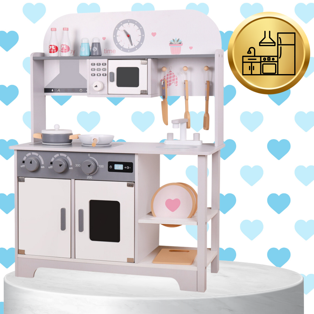 Large Wooden Play Kitchen for Kids with Accessories KZ1213