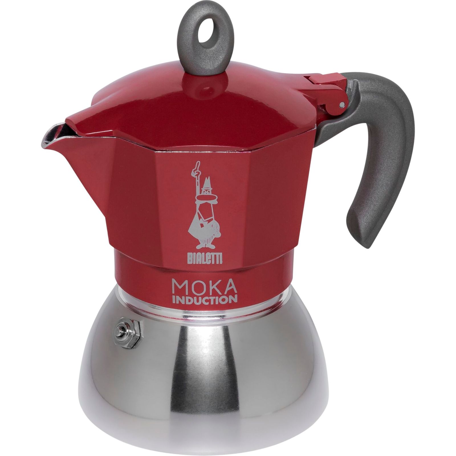 \"Bialetti MOKA\" Pot Espresso Coffee Maker For Induction Stove, 4 Cup, Red / Silver