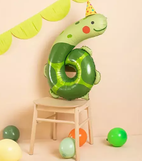Foil balloon 75x96 cm \"Number 6\", turtle