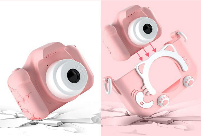 Children HD 1080P Mini Digital Camera with Games Cat, Pink